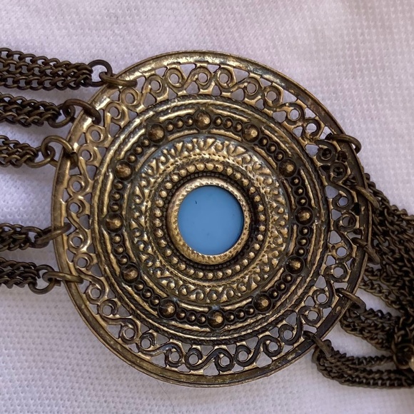 Bronze and Turquoise Shield and Chain Bracelet from Italy. NWT! - Picture 4 of 6